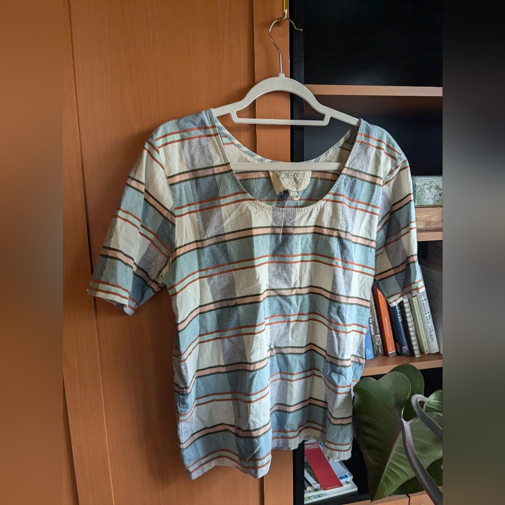 Ace & jig top L in blue plaid